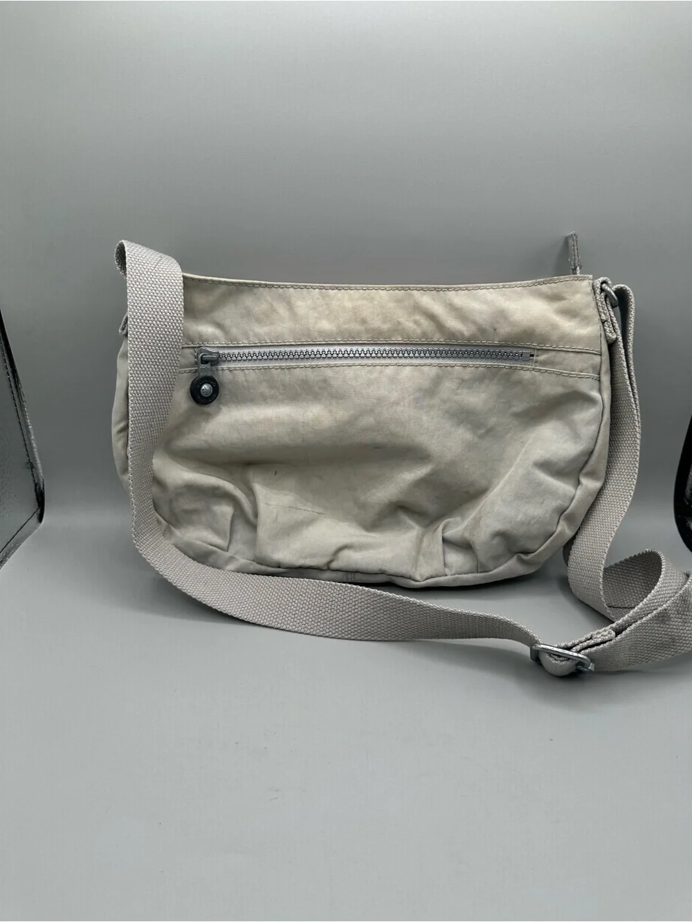 Kipling Syro Shoulder Crossbody Nylon Bag Light Gray